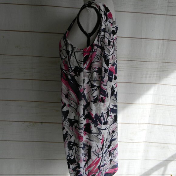 Nic+Zoe Dress  PINK/WHITE/NAVY BLUE  Abstract Sleeveless Sheath SZ S TIE BACK - Picture 2 of 3